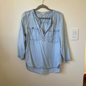Anthropologie Chambray Pullover Long Sleeve Top S